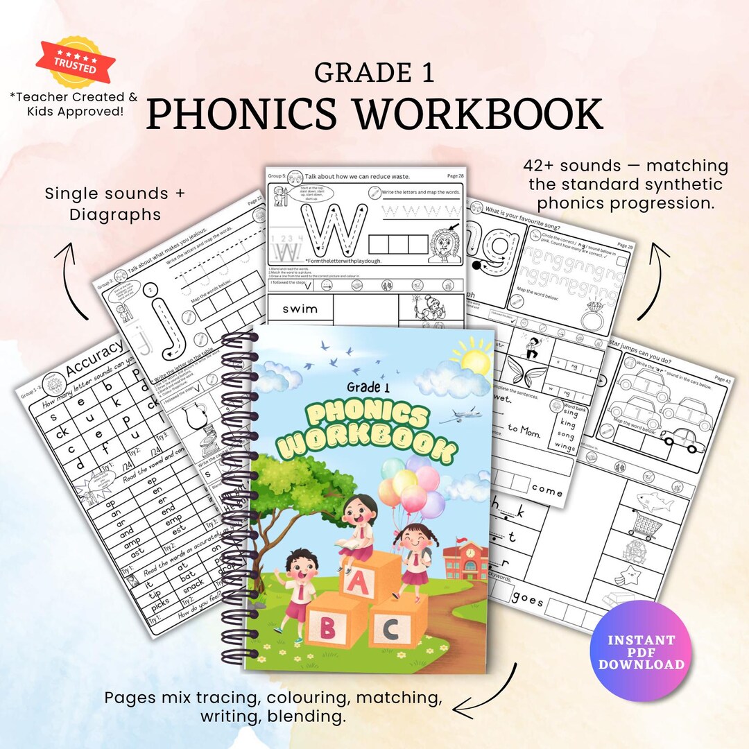 Phonics Grade 1 Book Printables, Phonics Learn to Read, Phonics