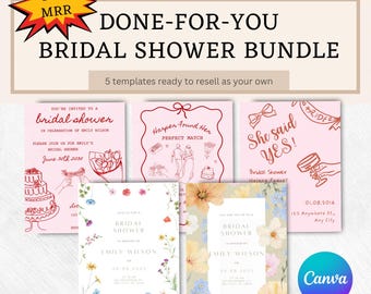 Bridal Shower Invitation Templates: Editable Canva Designs (PLR/MRR)