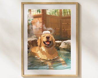 Golden Retriever Wall Art Digital File Download, Dog Wall Decor Digital Art Prints Download, Golden Retriever Clip Art Instant Download