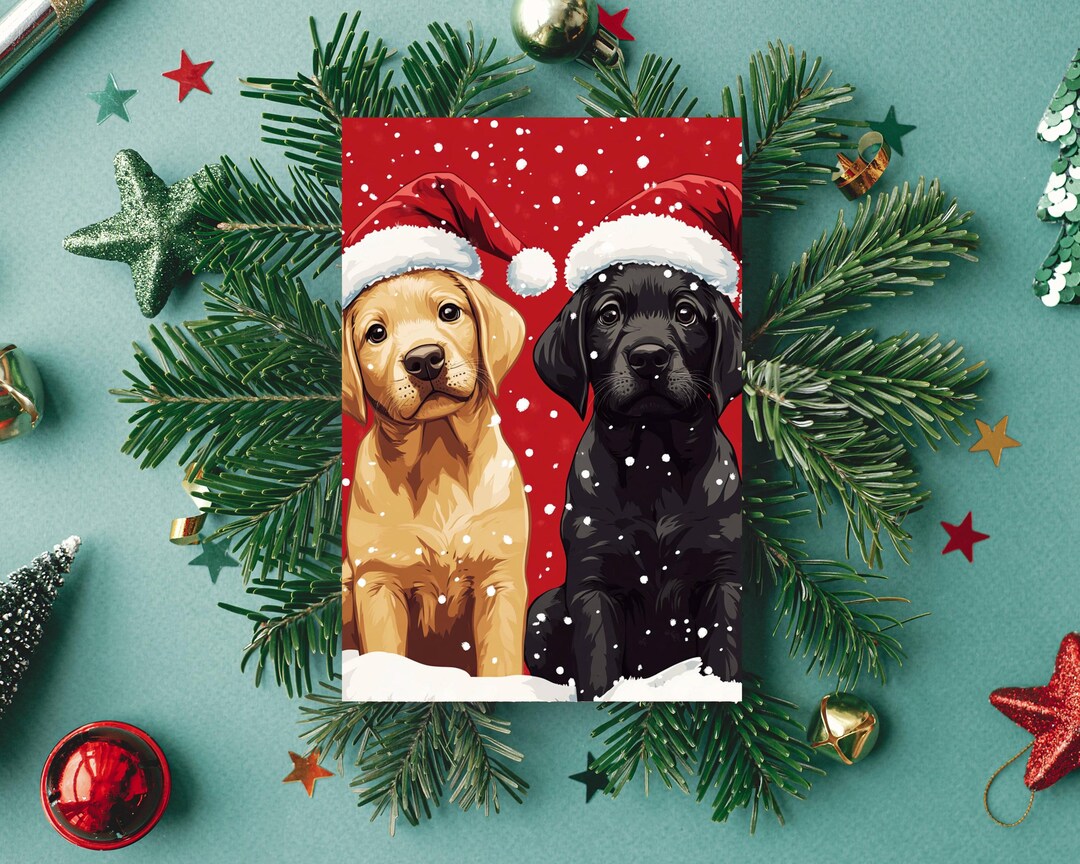 Yellow and Black Lab Christmas, Yellow and Black Puppy Christmas ...