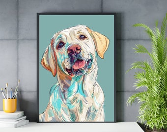 Yellow Lab Wall Art, Digital File Download, Yellow Lab Wall Print, Labrador Sketch, Digital Prints Download, Dog Art, Yellow Labrador Art