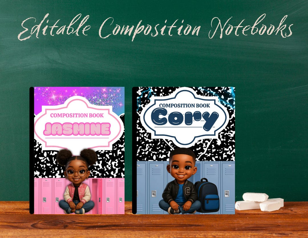 Editable Composition Notebook Cover Template: Back to School Canva ...