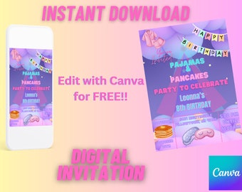 Editable Pajama Party Digital Invitation