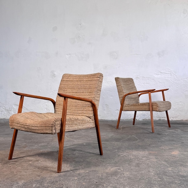 Paire de fauteuils DDR en chêne pour rénovation, 1960