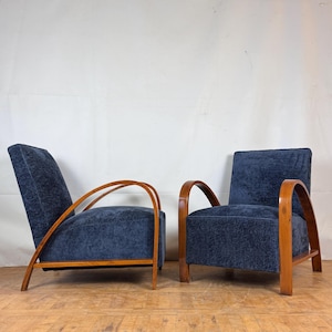 Paar komplett restaurierte, französische Art Deco Sessel 1960er Jahre