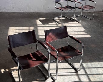 4er Set MG5 Ledersessel von Matteo Grassi, 1970er