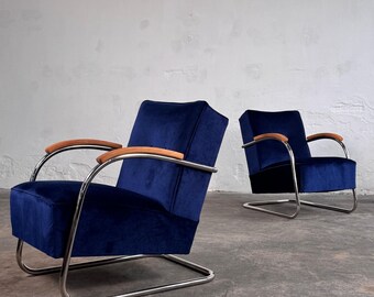 Para stalowych krzeseł Bauhaus z rurek projektu Antona Lorenza dla Mucke Melder, 1930