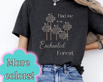 T-shirt a maniche corte fantasy foresta incantata, camicia magica incantata, abiti stravaganti ispirati alla natura
