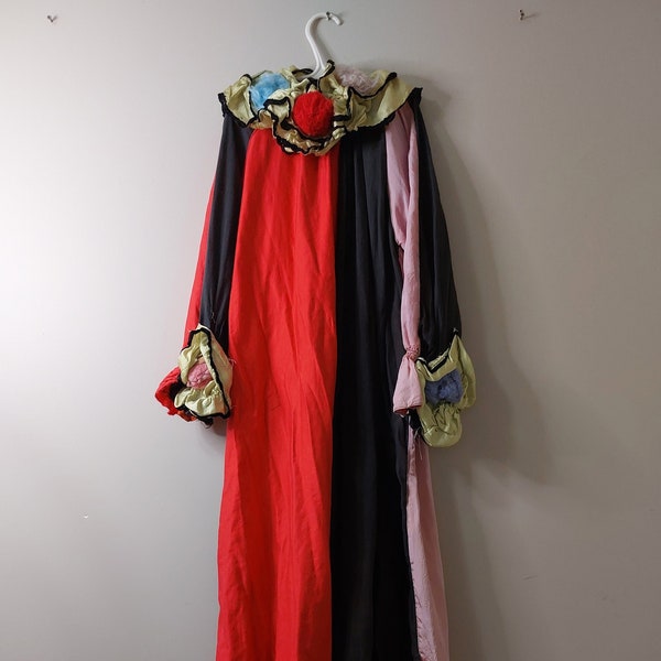 1950s Rare Handmade Red, Black, Pink Clown Costume - Size M/L