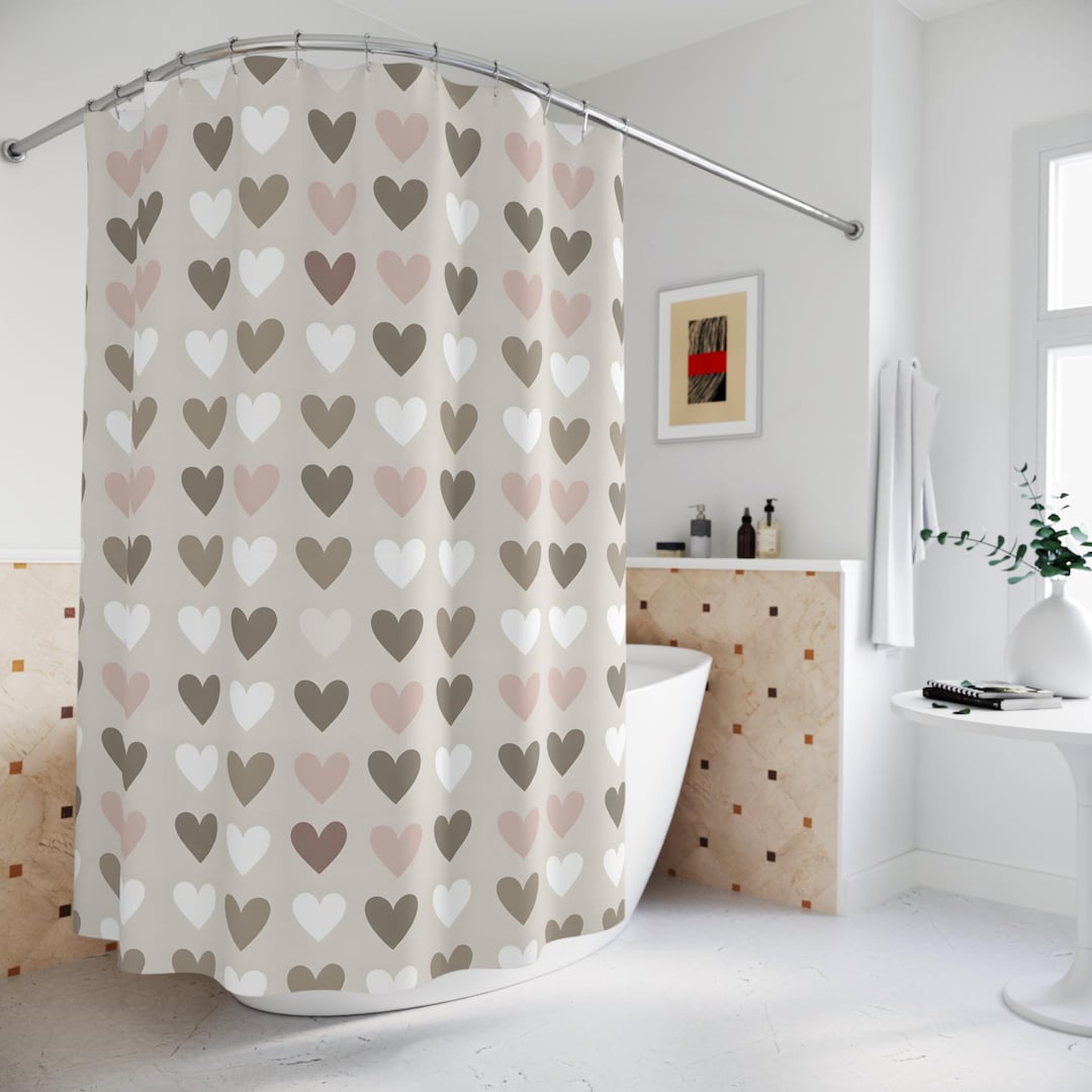 Heart Shower Curtain Valentine's Day Shower Curtain, Heart Shower ...