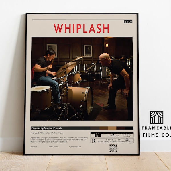 Whiplash Minimalist Movie Poster | Icon Cinema Series | Reimagined Art Print | Modern Wall Art | Home Décor