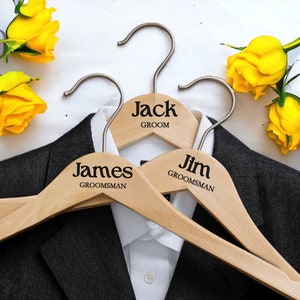 Bridesmaid Hangers, Wooden Bridal Dress Hanger, Wedding Hangers for Bride, Personalised Hanger, Bridal Party Hangers, Wedding Gift image 5