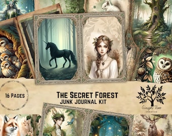 Secret Forest Junk Journal Kit: Elven Fairy Printable Pages (Digital Download)
