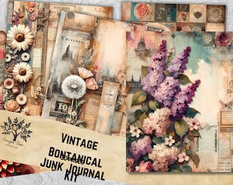 Vintage Botanicals Junk Journal Kit: Printable Ephemera (PDF)