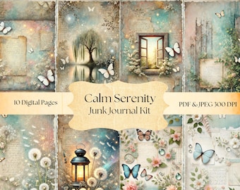Nature Junk Journal Kit: Calm Serenity Collage Pages (Digital Download)