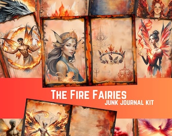 Fire Fairies Junk Journal Kit: Magical Fantasy Art (Digital Download)