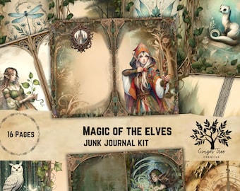 Elf Magic Junk Journal Kit: Fantasy Printable Scrapbook Pages (Digital Download)