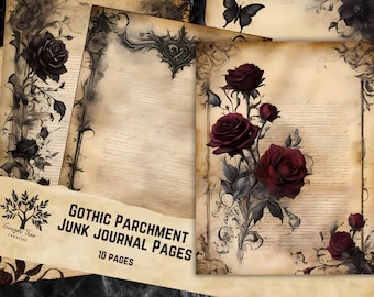 Gothic Rose Parchment: Junk Journal Paper (Digital Download)