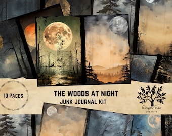 Moonlit Forest Junk Journal Kit: Creepy Woods Scrapbooking (Digital Download)