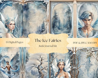 Ice Fairies Junk Journal Kit: Winter Fantasy Ephemera (Digital Download)