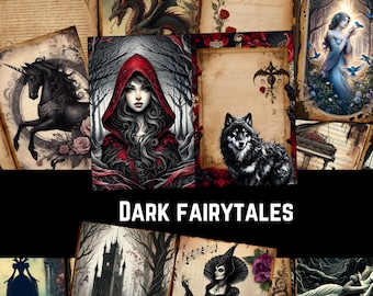 Dark Fairytales Junk Journal Kit: Gothic Fantasy Pages (PDF & JPG)