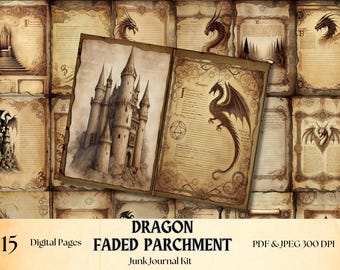 Dragon Junk Journal Kit: Medieval Fantasy & Magic Ephemera (Digital Download)