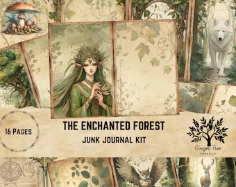 Enchanted Forest Junk Journal Kit: Fairy Tale Scrapbook Pages (Digital Download)