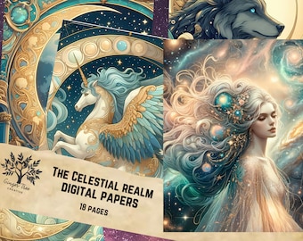 Celestial Digital Paper Set: Astral Junk Journal Kit (PDF & JPG)
