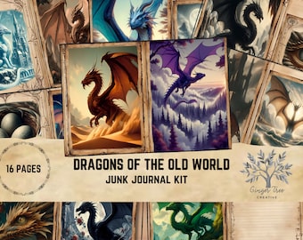 Dragons Junk Journal Kit: Fantasy Scrapbooking Paper (Digital Download)