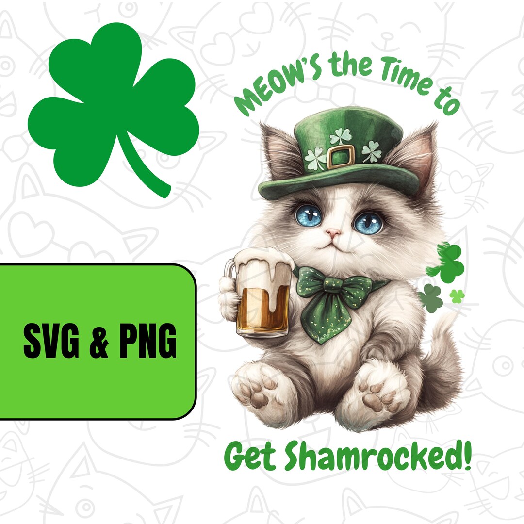 St. Patrick’s Day Ragdoll Cat Digital Design | SVG & PNG Files ...