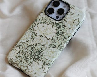 Vintage Green Garden Pattern Phone Case | Cultural Art iPhone Cover | Islamic Phone Case | Unique Gift for Her & Wife | MagSafe Compatible