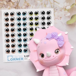 Adhesive Resin Eyes - V099 for Cold Porcelain, Clay, Foam, Paper, and Felt. 3D eyes adhesive stickers supplies
