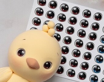 Adhesive Resin Eyes - V060 63 pairs - for Cold Porcelain, Clay, Foam, Paper, and Felt. 3D eyes adhesive stickers supplies