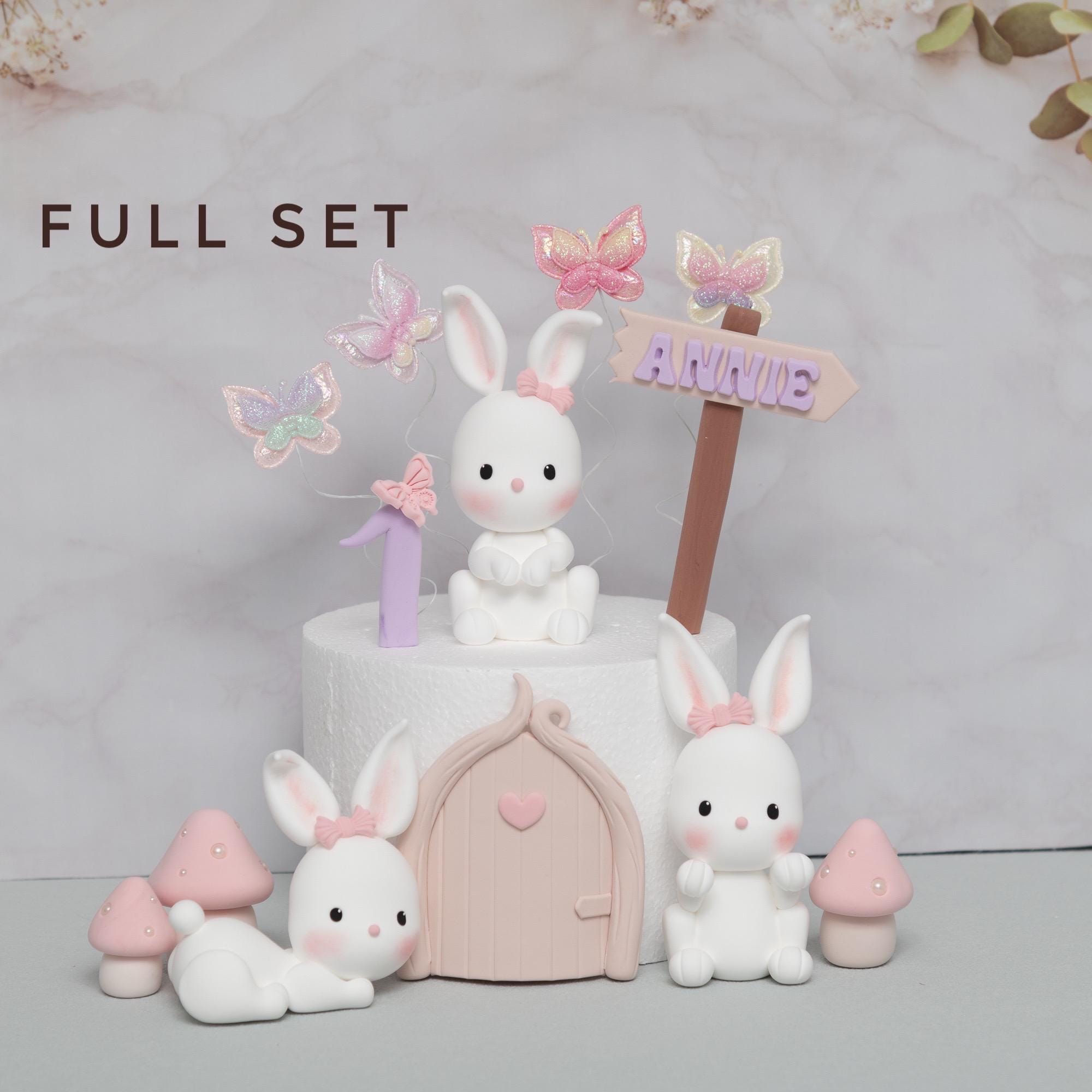 Bunny Cake Topper Made of Lightweight clay