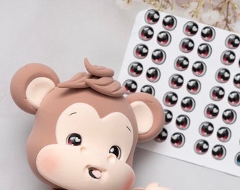 Adhesive Resin Eyes - V265 63 pairs - for Cold Porcelain, Clay, Foam, Paper, and Felt. 3D eyes adhesive stickers supplies