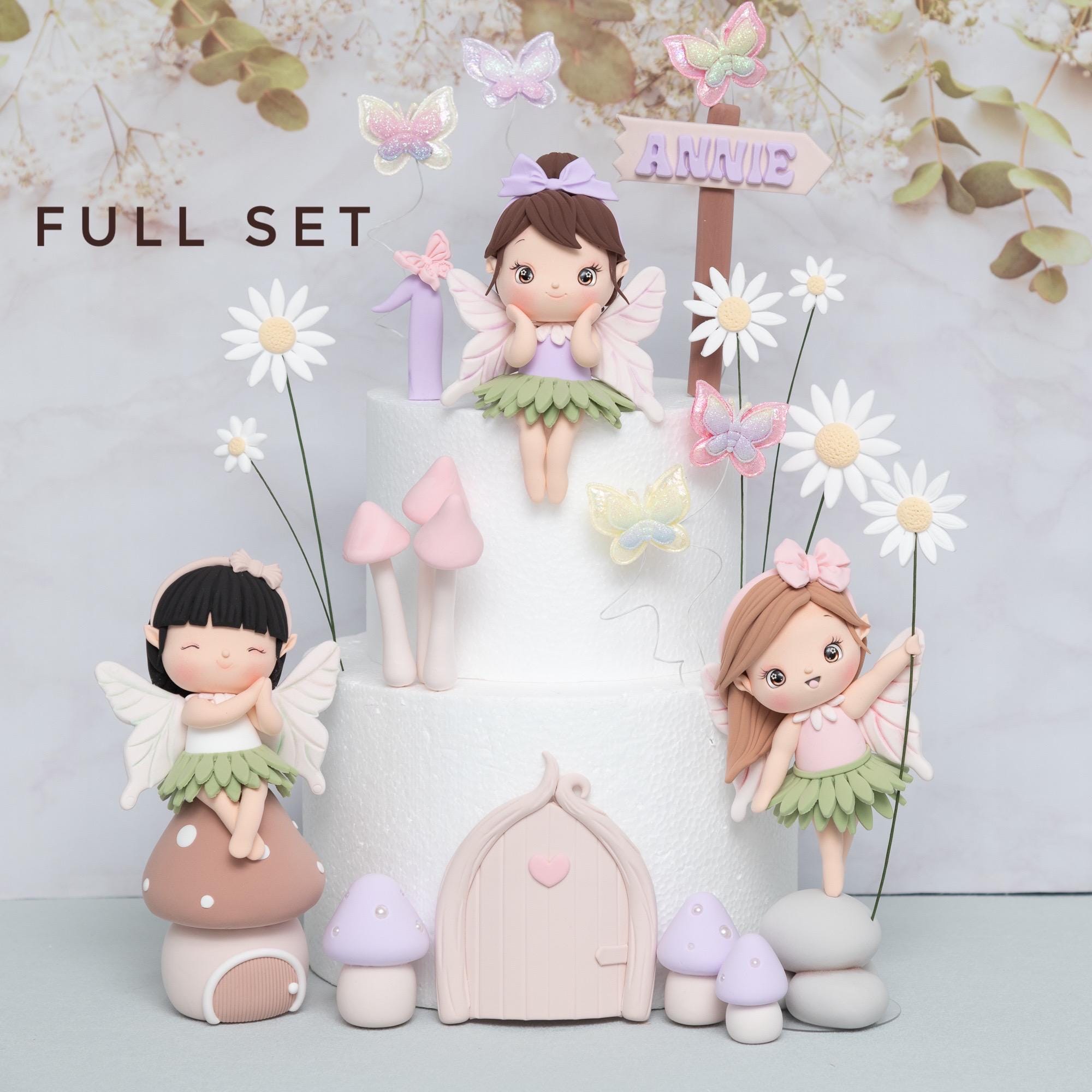 Fairy Cake Topper Toadstool Cake Decoration Made of Lightweight clay