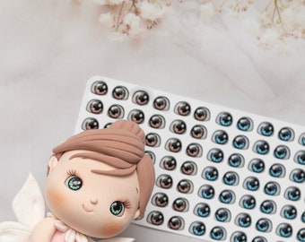 Adhesive Resin Eyes - V380 63 pairs - for Cold Porcelain, Clay, Foam, Paper, and Felt. 3D eyes adhesive stickers supplies
