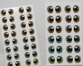 Adhesive Resin Eyes - V403 for Cold Porcelain, Clay, Foam, Paper, and Felt. 3D eyes adhesive stickers supplies