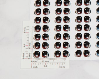 Adhesive Resin Eyes - V254 63 pairs - for Cold Porcelain, Clay, Foam, Paper, and Felt. 3D eyes adhesive stickers supplies
