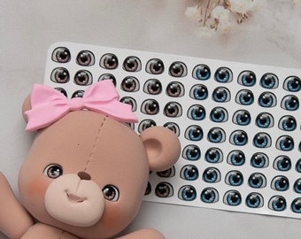 Adhesive Resin Eyes - V379 63 pairs - for Cold Porcelain, Clay, Foam, Paper, and Felt. 3D eyes adhesive stickers supplies