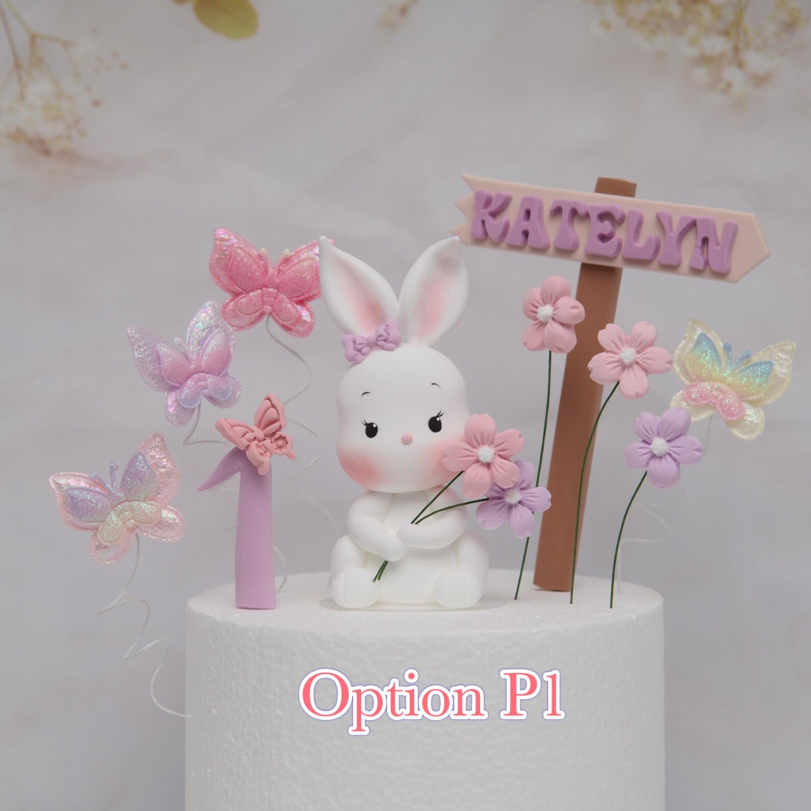 Bunny Cake Topper Made of Lightweight Clay - Etsy