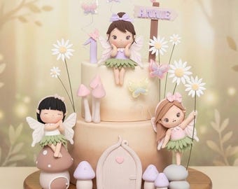 Fairy Cake Topper Toadstool Cake Decoration Made of Lightweight clay