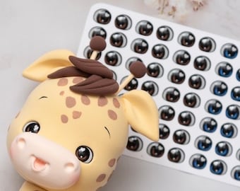 Adhesive Resin Eyes - V221 63 pairs - for Cold Porcelain, Clay, Foam, Paper, and Felt. 3D eyes adhesive stickers supplies