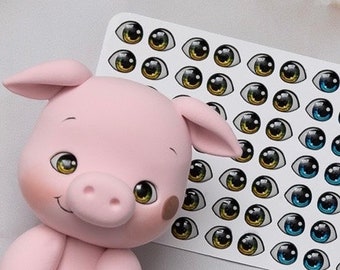Adhesive Resin Eyes - V216 63 pairs - for Cold Porcelain, Clay, Foam, Paper, and Felt. 3D eyes adhesive stickers supplies