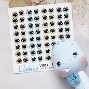 Adhesive Resin Eyes - V003 for Cold Porcelain, Clay, Foam, Paper, and Felt. 3D eyes adhesive stickers supplies