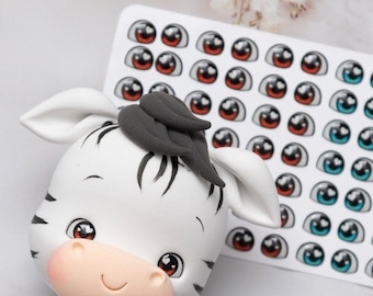 Adhesive Resin Eyes - V381 63 pairs - for Cold Porcelain, Clay, Foam, Paper, and Felt. 3D eyes adhesive stickers supplies