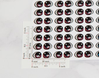 Adhesive Resin Eyes - V218 63 pairs - for Cold Porcelain, Clay, Foam, Paper, and Felt. 3D eyes adhesive stickers supplies
