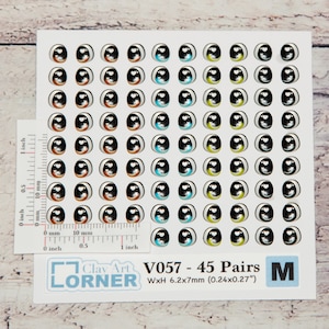 Adhesive Resin Eyes - V057 for Cold Porcelain, Clay, Foam, Paper, and Felt. 3D eyes adhesive stickers supplies