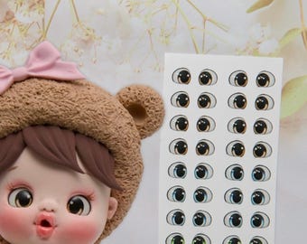 Adhesive Resin Eyes - V446 for Cold Porcelain, Clay, Foam, Paper, and Felt. 3D eyes adhesive stickers supplies