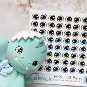 Adhesive Resin Eyes - V021 for Cold Porcelain, Clay, Foam, Paper, and Felt. 3D eyes adhesive stickers supplies